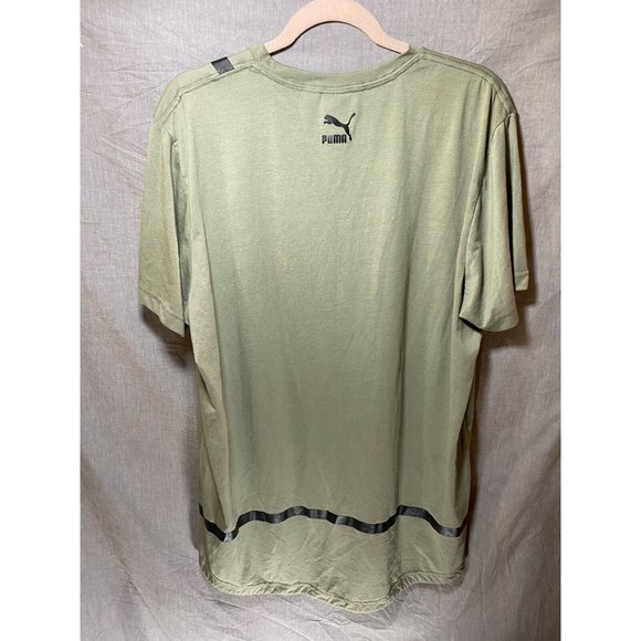 Puma EVO Shirt Adult XXL Green Black Striped Pullover Short Sleeve Tee Mens - Picture 6 of 9